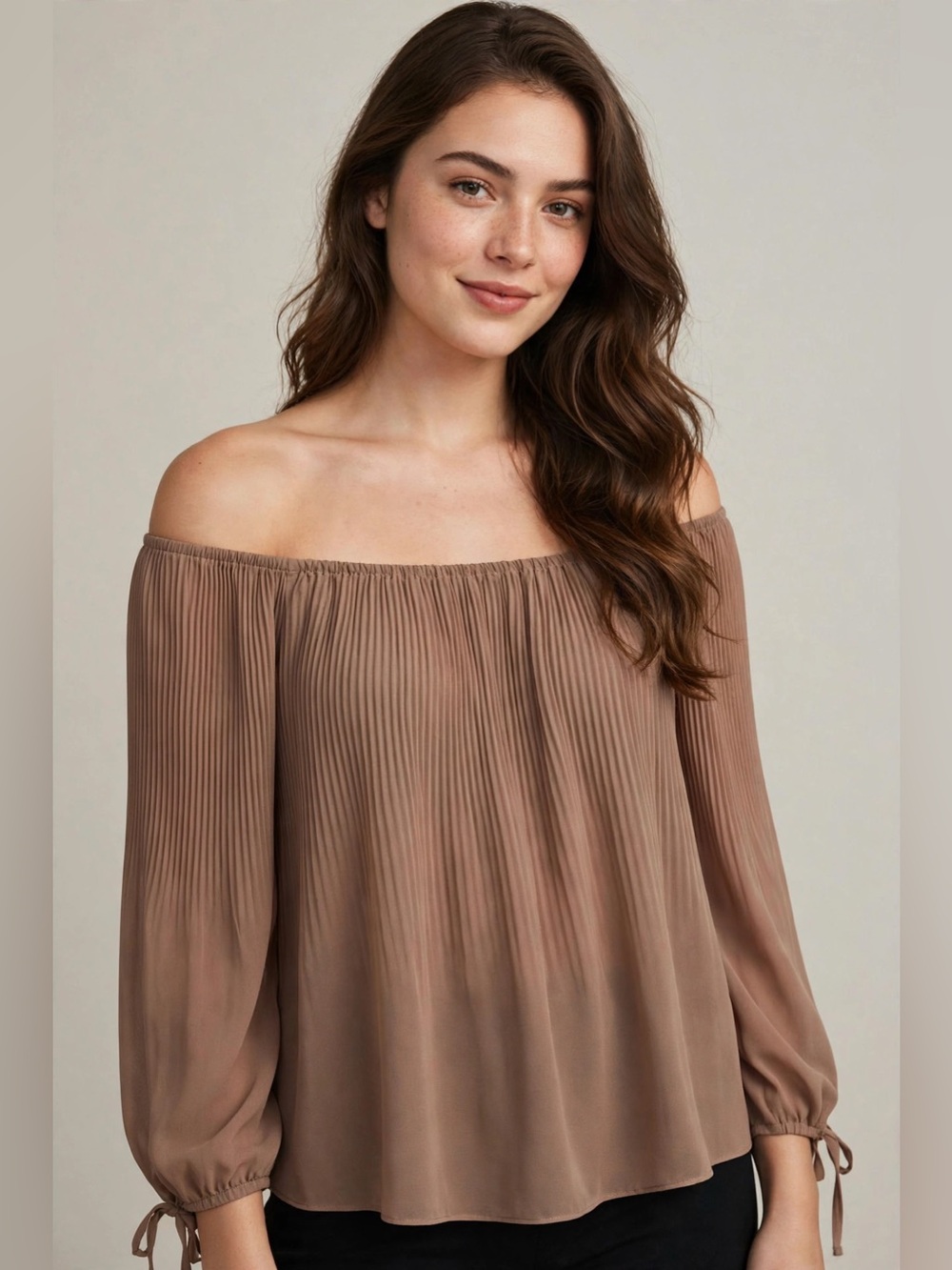 Dynamite Pleated Off-Shoulder Blouse